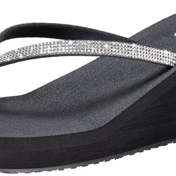 Ampeo  Size 8,  Rhinestone Thong Platform Flip Flops Wedge Sandals - Picture 5 of 6